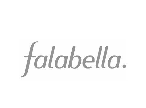 El logotipo de Falabella es un logotipo gris sobre un fondo blanco.