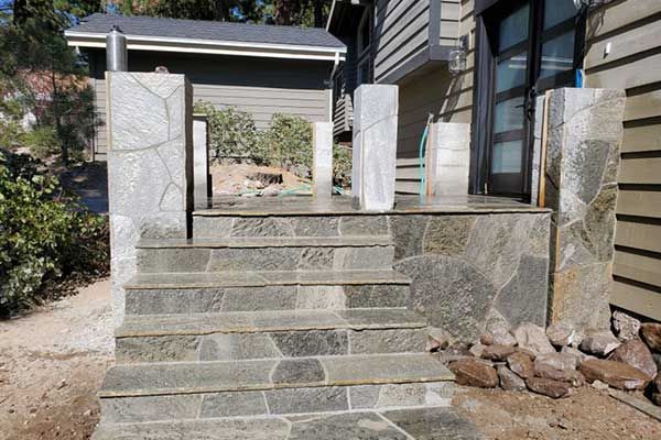 Stone porch with stairs