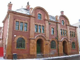 A terracotta building