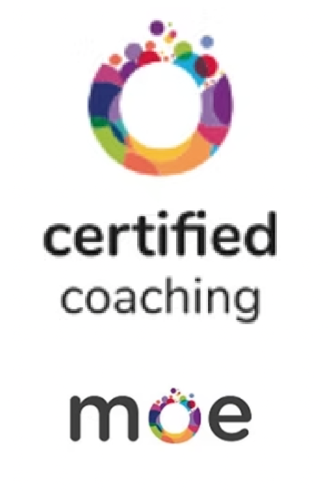 Certified coaching logo with a colorful circle and
