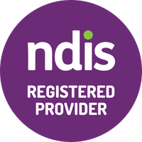 A purple circle with the word registered provider on it.