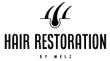 Logo for Hair Restoration: Three hairs growing from a follicle, text says "Hair Restoration by Melz".