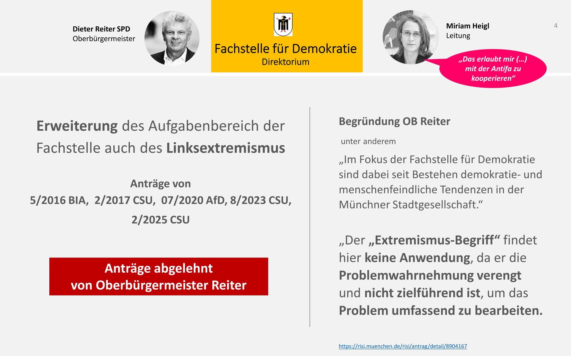 Fachstelle für Demokratie München Miriam Heigl & Oberbürgermeister Reiter