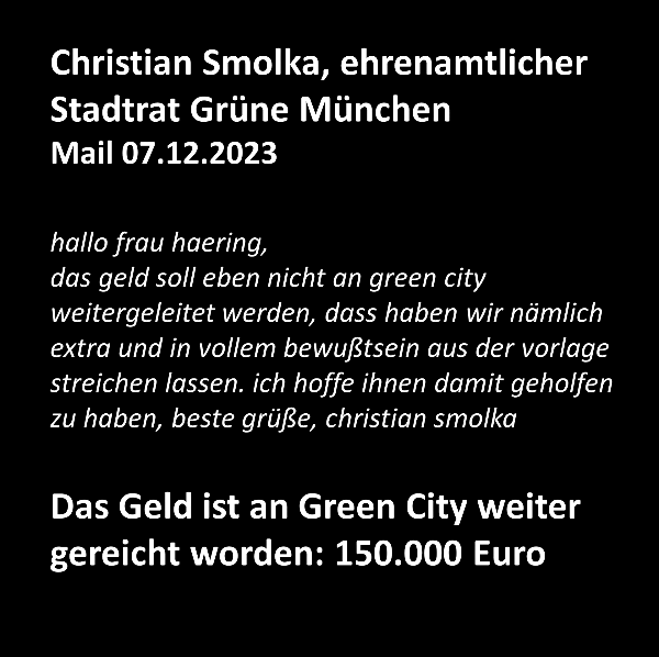 Taschenspielertrick Fördergelder Green City e.v.!?