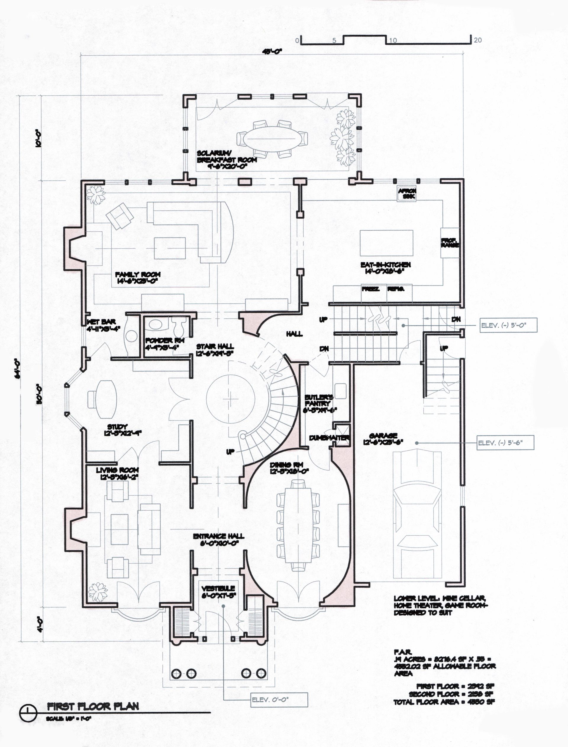Architectural floor plan of a multi-room house layout. Includes measurements and room labels on a light background.