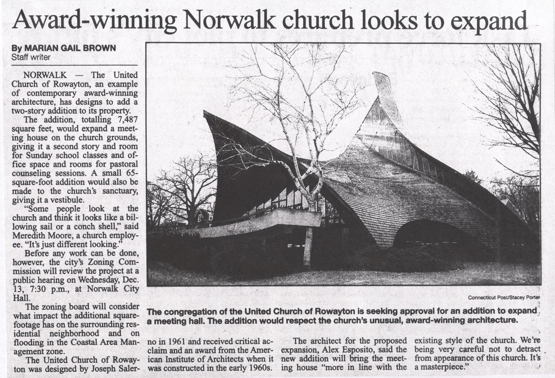 Award-winning Norwalk church seeking to expand with new architectural design.