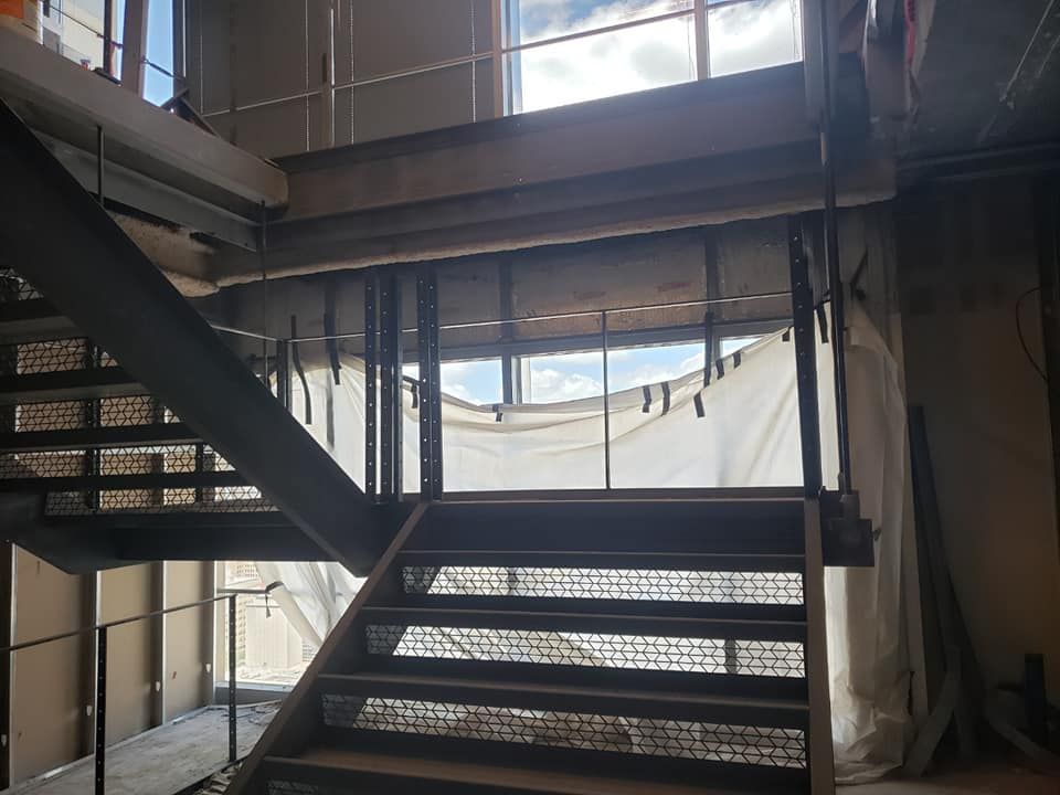 A Metal Staircase in A Building Under Construction