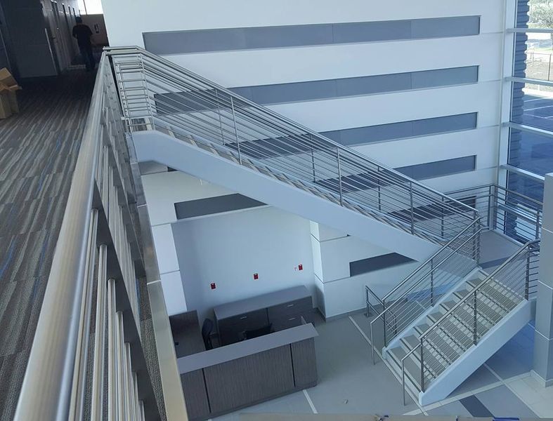 An Aerial View of A Building with Stairs and A Counter