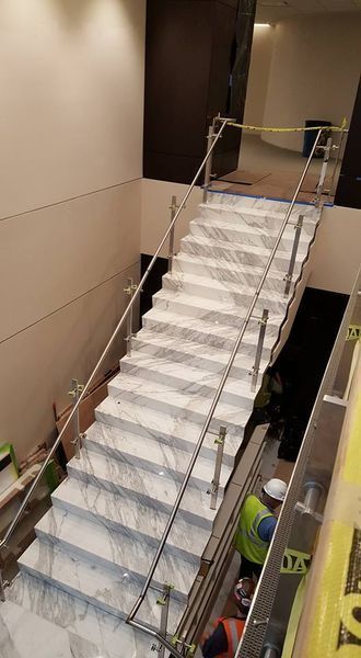 A Marble Staircase Is Being Built in A Building