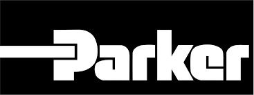 The logo for parker is white on a black background.