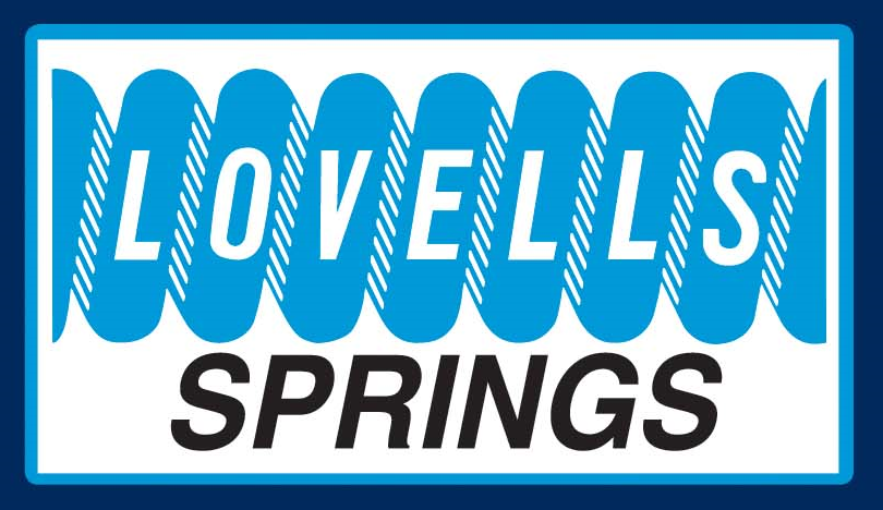 Lovells Springs logo with blue springs and text on a white background, within a blue rectangle.