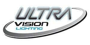 Logo for Ultra Vision Lighting with text and a swoosh.
