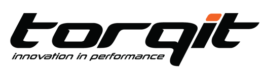 Logo for Torqit, black text with orange accent, tagline: innovation in performance.