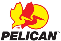 Pelican logo: Red pelican in a yellow circle, with 