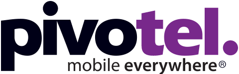 Pivotel mobile everywhere logo, black and purple text on white background.