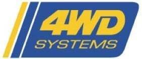Logo for 4WD SYSTEMS, with yellow 4WD text on a blue background, and yellow and blue vertical lines.