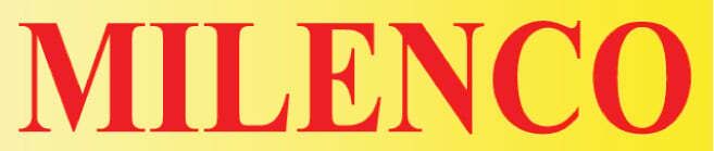 MILENCO in red font on a yellow gradient background.