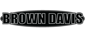 Brown Davis logo: Black text on a black elongated oval, with white outline.