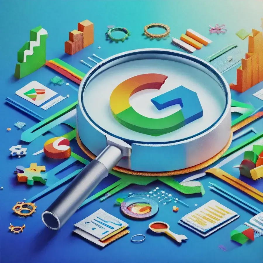 Magnifying glass with Google in it. Florida Coast SEO optimizes your Google Business Profile.