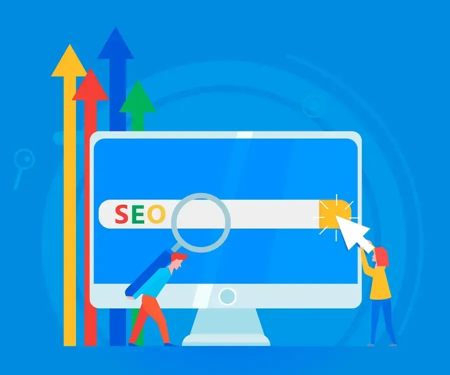 Clip art showing up arrows on a computer from SEO services by Florida Coast SEO