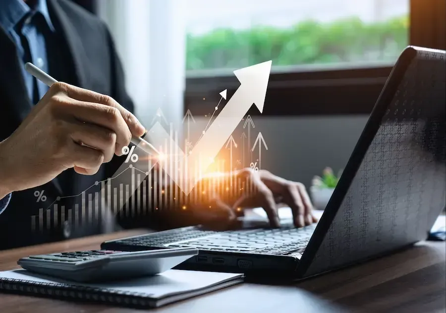 Clip art showing up arrows on a computer from SEO services by Florida Coast SEO