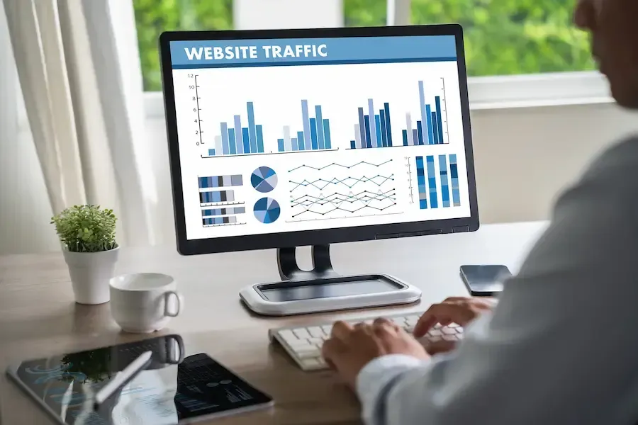 Florida Coast SEO team member monitoring website traffic for a client's online store.