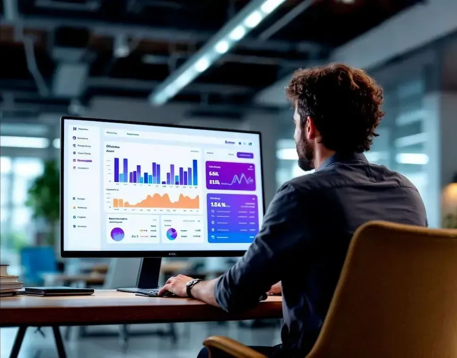 Man working on computer doing lead generation analytics for Florida Coast SEO
