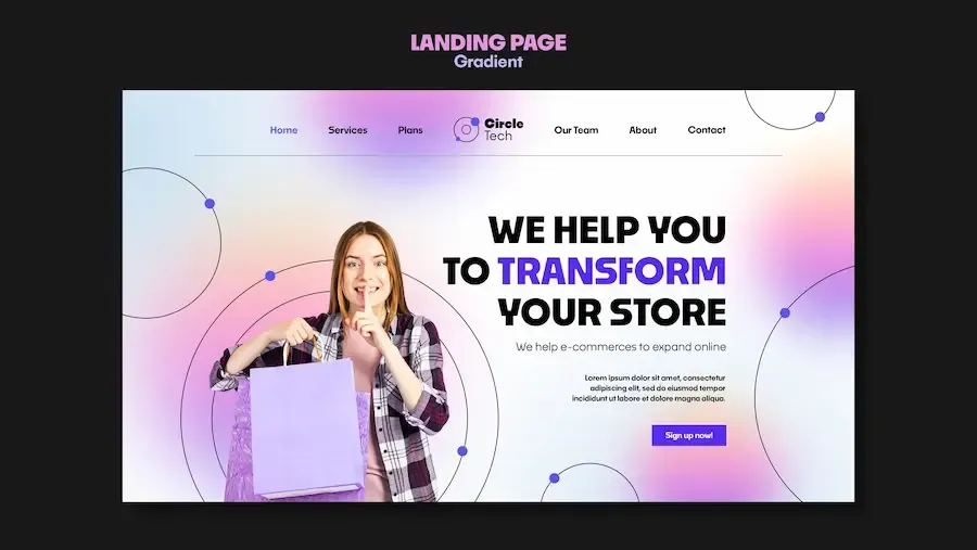 Landing page reading 