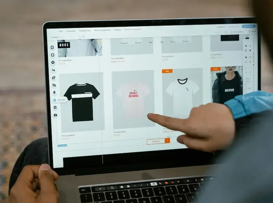 Finger pointing at an e-commerce website designed by Florida Coast SEO.