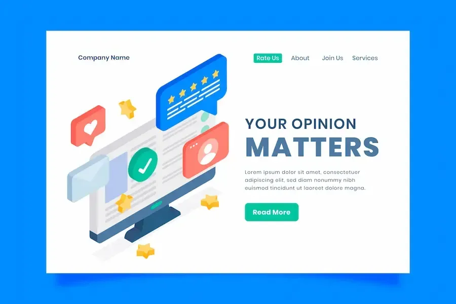 Landing page reads 