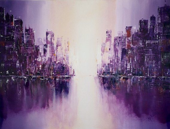 purple cityscape