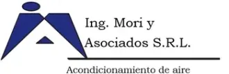 Logo de Ing. Mori y Asociados S.R.L. con símbolo azul y texto “Acondicionamiento de aire”.