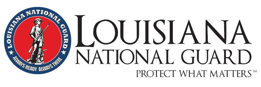 Louisiana National Guard logo: a woman, with text