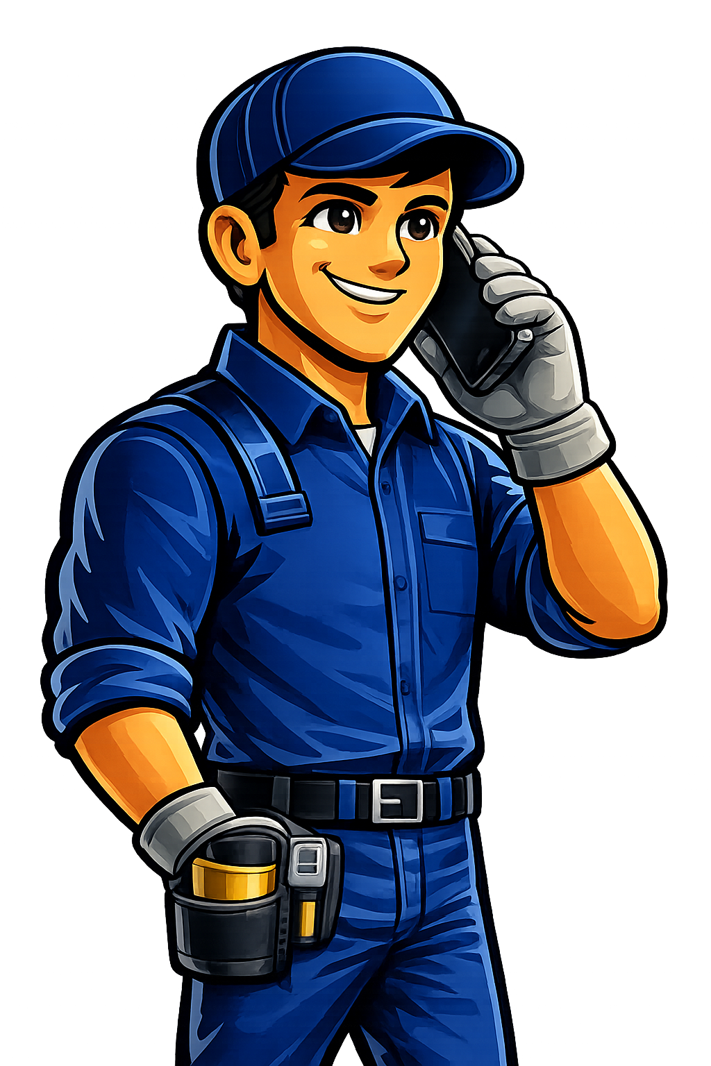 TrueCraft Mascot on the phone