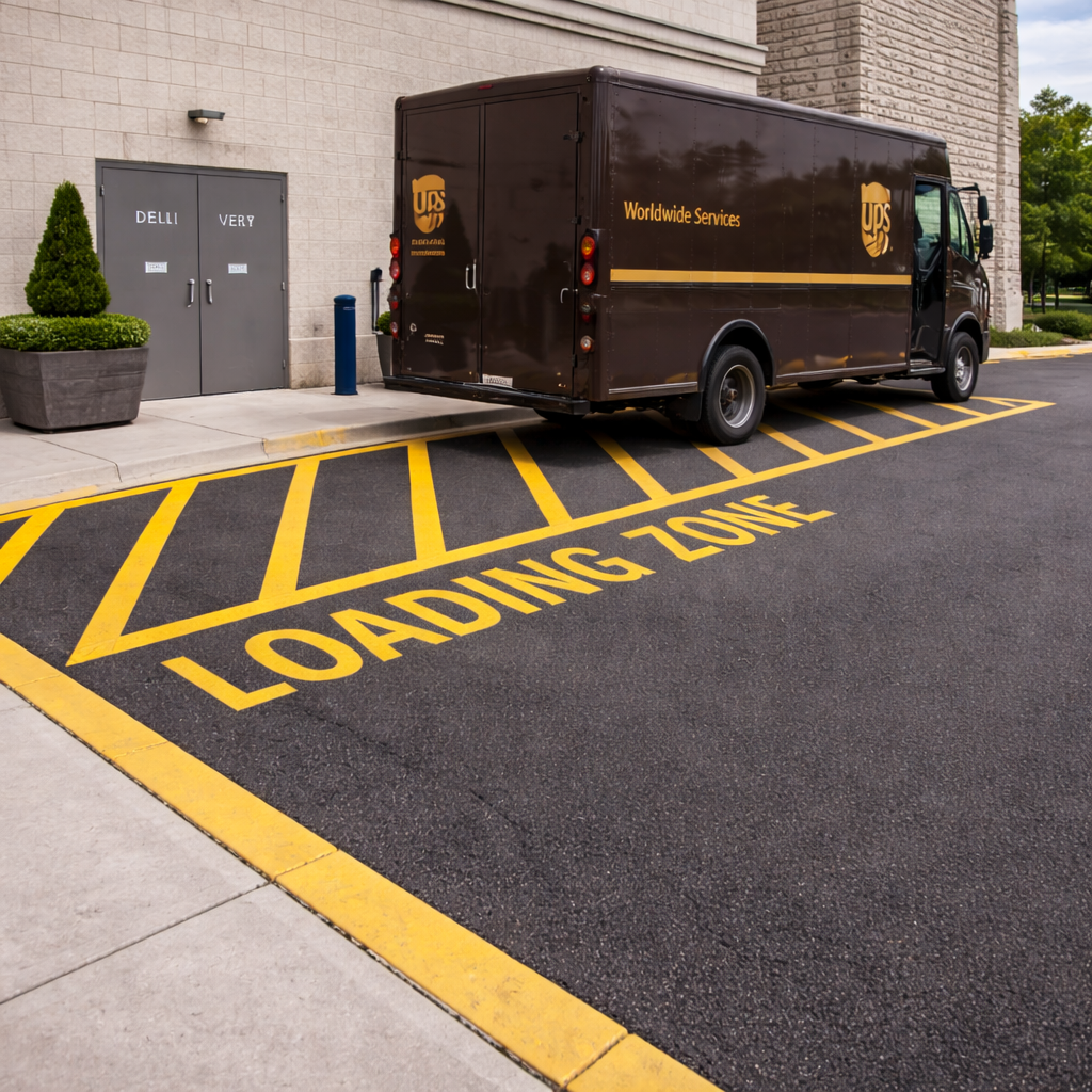 new loading zone marking Brooklyn Park for commercial delivery control