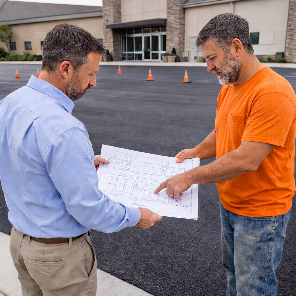 initial pavement striping Brooklyn Park planning a new lot layout professional application