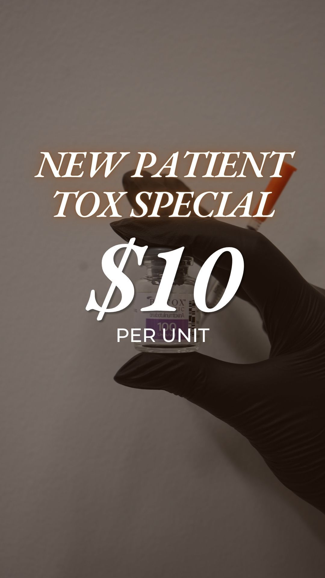 New patent Tox Special, $10 per unit, on a beige background with a hand holding a vessel silhouette.