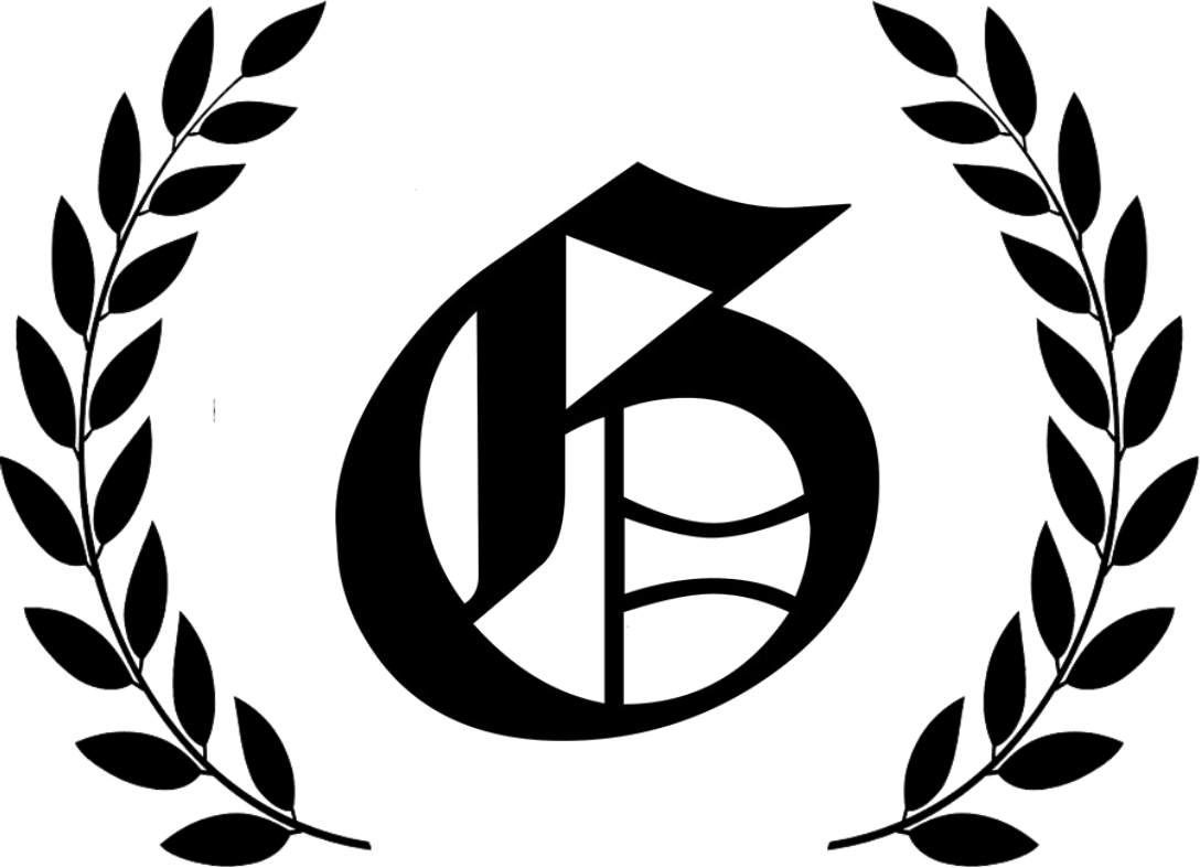 A logo for funeral care with a laurel wreath and stars.