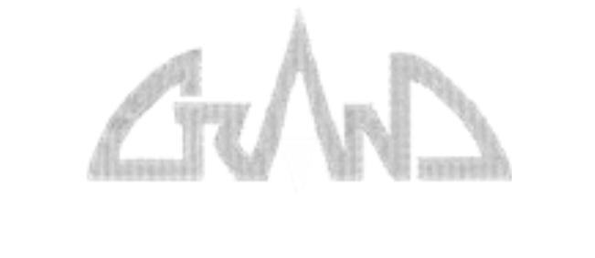 The word grand is written in black and white on a white background.