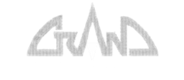 The word grand is written in black and white on a white background.