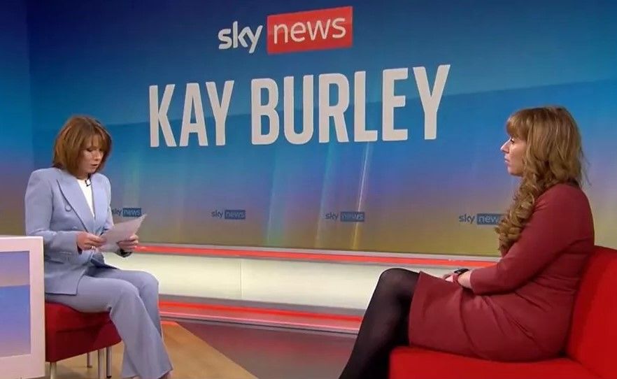 Kay Burley presenter with Angela Rayner