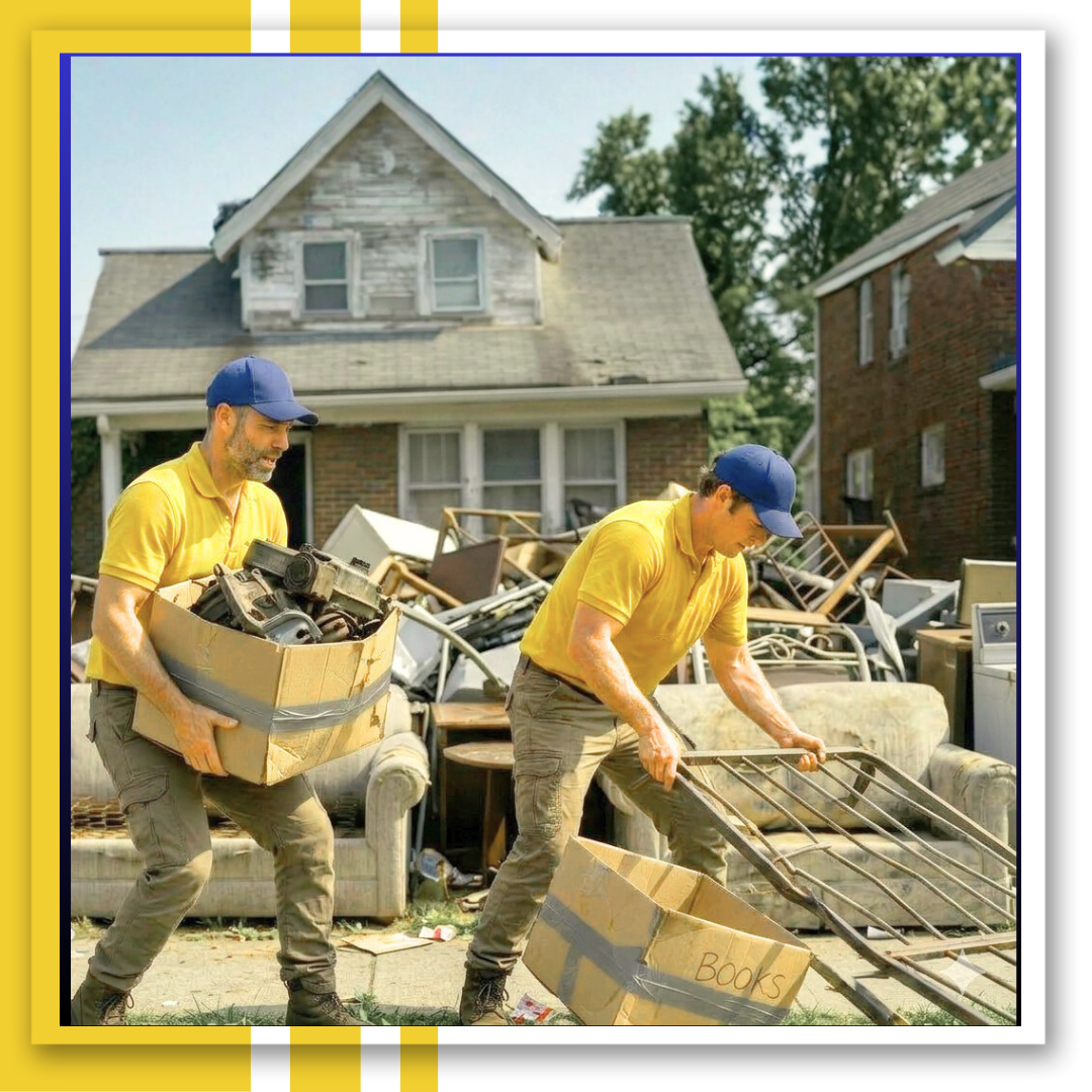 two men working on junk