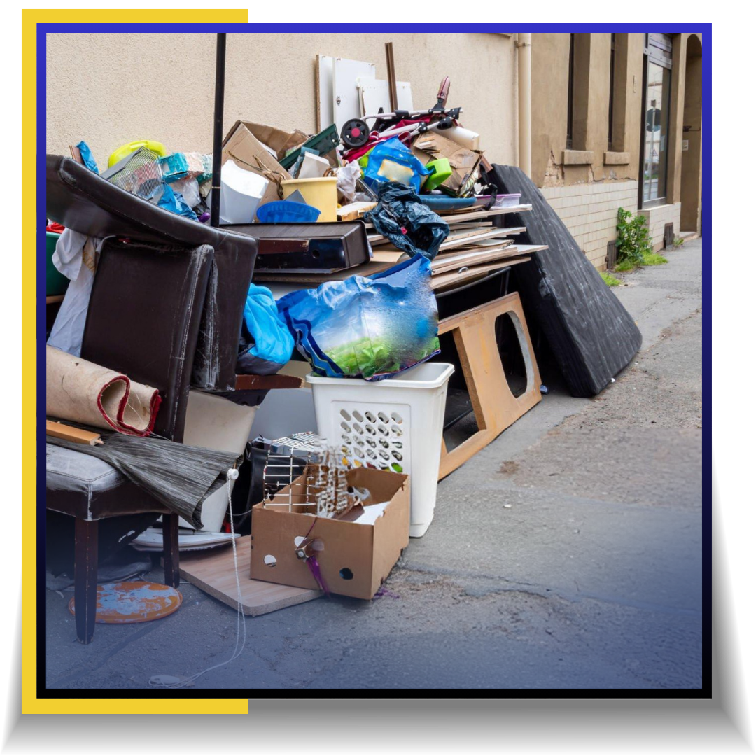 discarded junk placed on the road