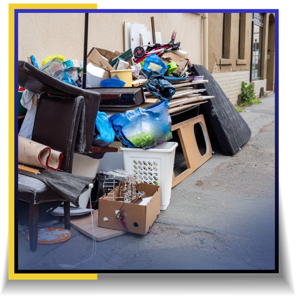 discarded junk placed on the road