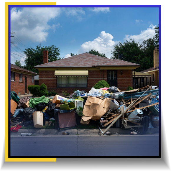 discarded junk placed on the road
