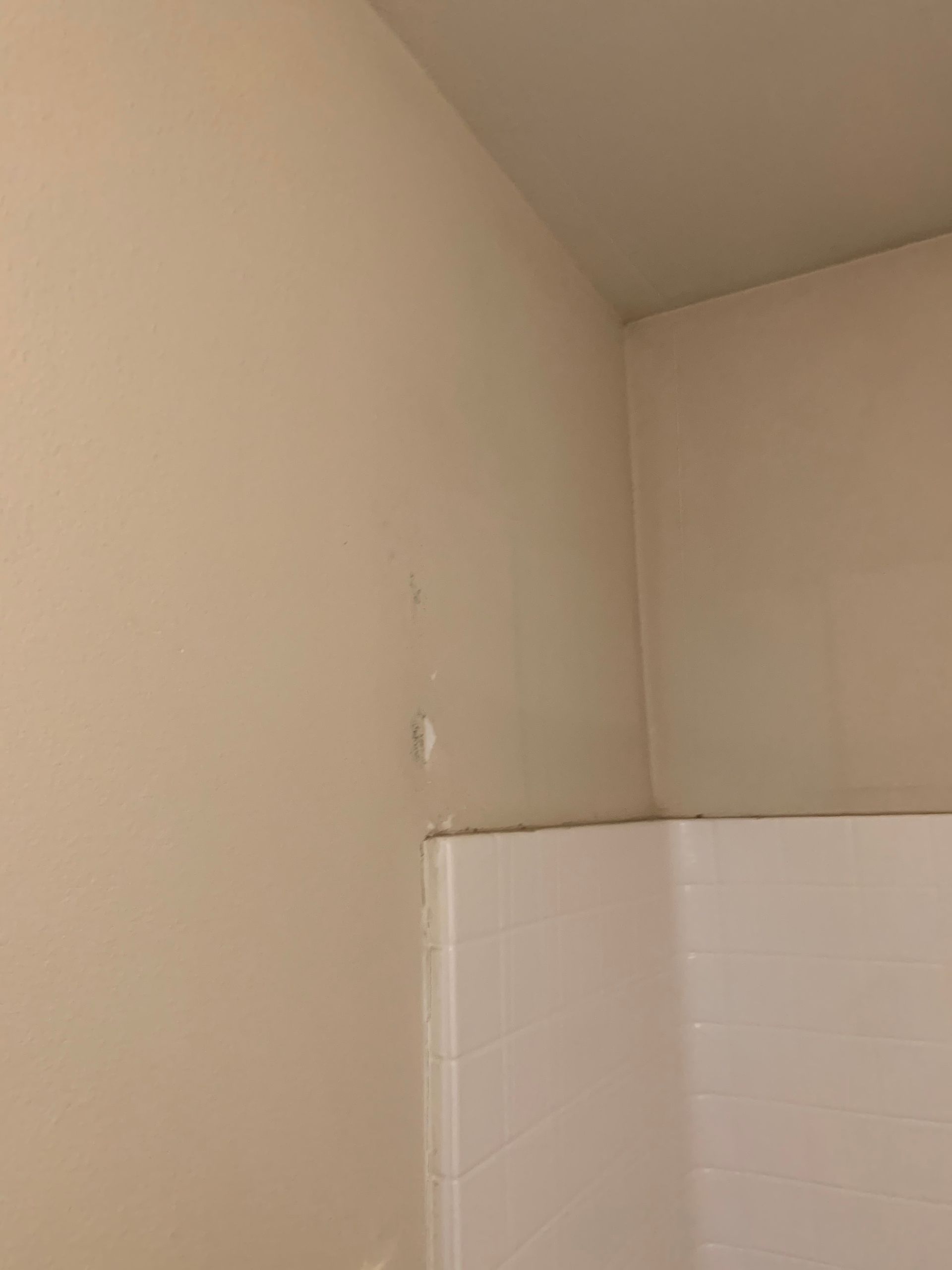 A bathroom with white walls and a white shower stall.