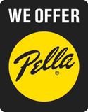 A sign that says we offer pella on it