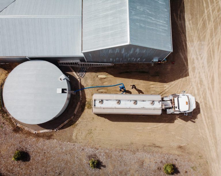 Overhead View of A Tanker Truck Refueling a Large — Highlands Water Cartage in Glenquarry, NSW