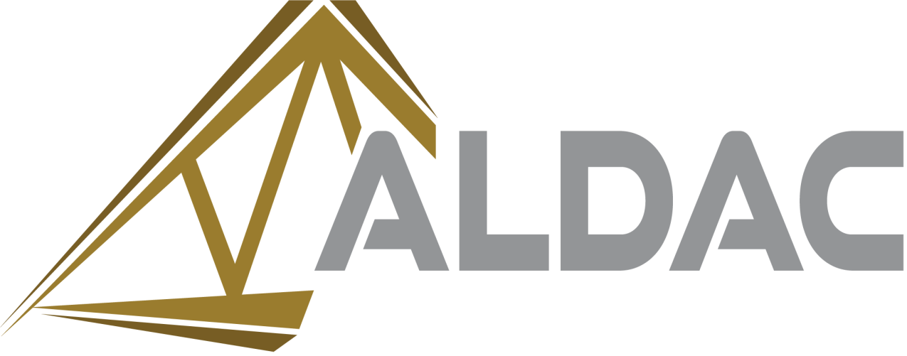 Aldac Components Inc. The ALDAC logo features a gold, triangular geometric icon to the left of the gray, sans-serif word