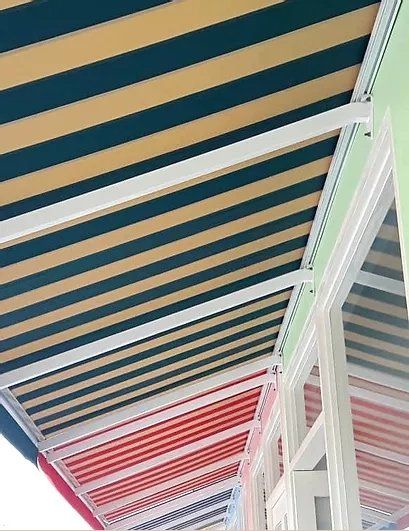 striped fixed awning